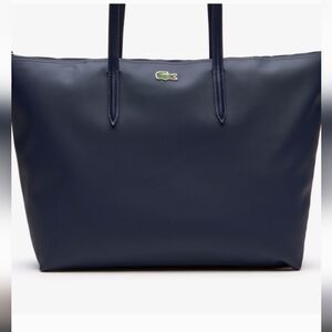 Lacoste Leather Pebbled Navy Tote/ Excellent Condition
